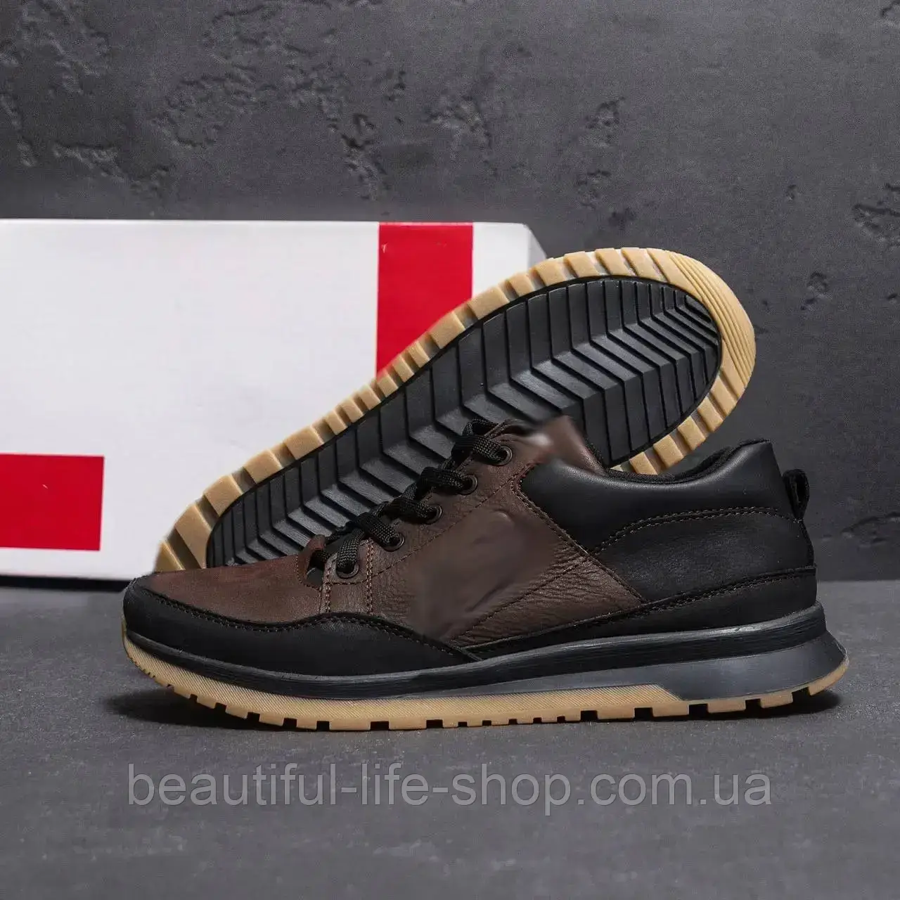 Мужские кроссовки из натуральной кожи New Balance Clasic Brown коричневые, кожаные спортивные кроссовки - фото 6 - id-p1752977029