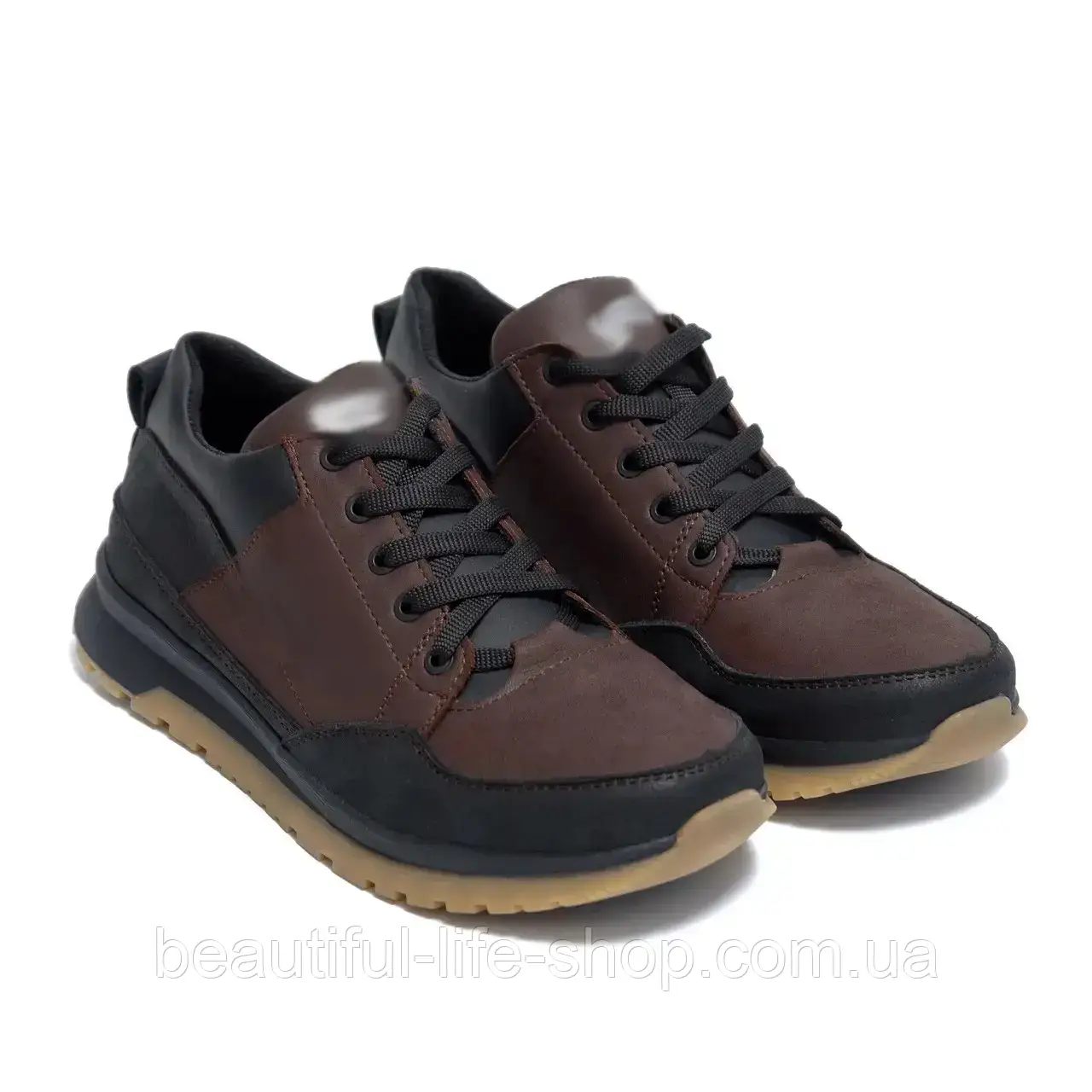 Мужские кроссовки из натуральной кожи New Balance Clasic Brown коричневые, кожаные спортивные кроссовки - фото 3 - id-p1752977029