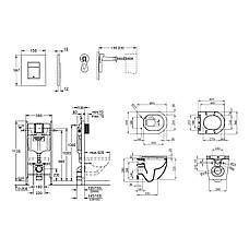 Комплект 4 в 1: Інсталяція GROHE Solido 3 в 1 3884966Q + Унітаз безобідковий Kroner Harz WHI493736 RIMLESS з, фото 3