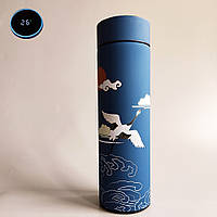 Термос з цифровим дисплеєм та матовим покриттям Синій "Журавель"