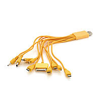 USB кабель с переходниками 10 в 1, 0,2м, Yellow, ОЕМ Q500 h