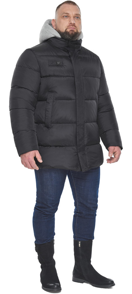 Куртка чоловіча чорна з тканинним капюшоном модель 64550 54 (XXL)