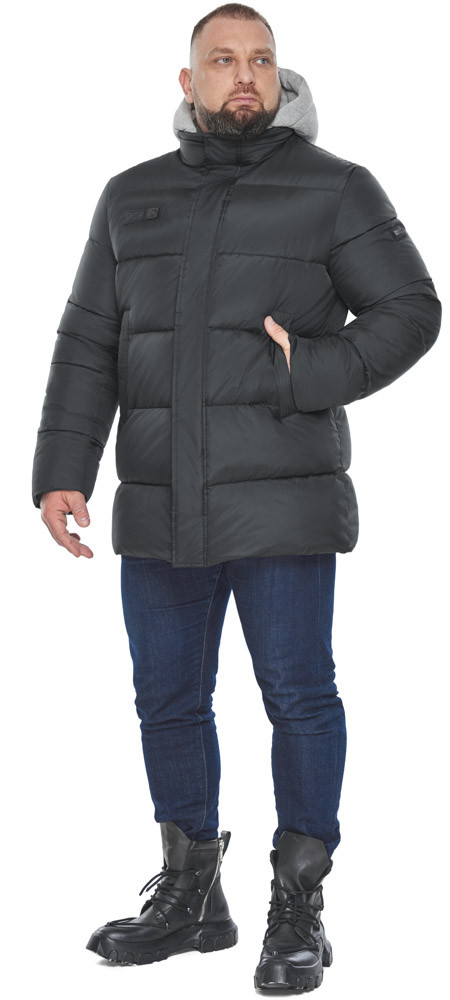 Графітова чоловіча курточка з м'яким капюшоном модель 64550 54 (XXL)