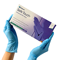 Нитриловые перчатки Medicom SafeTouch®, 3.6 грамма, L (8-9), голубые, 100 шт
