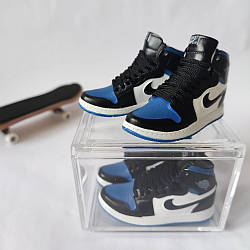 Міні взуття фінгер шузи Nike AIR Jordan у пластиковому кейсі Сині