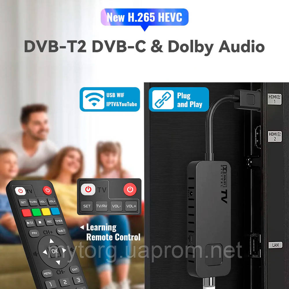 ТВ-тюнер UBISHENG DVB-T2 DVB-C Dolby Audio H.265/HEVC U3mini Черный - фото 6 - id-p2101751590