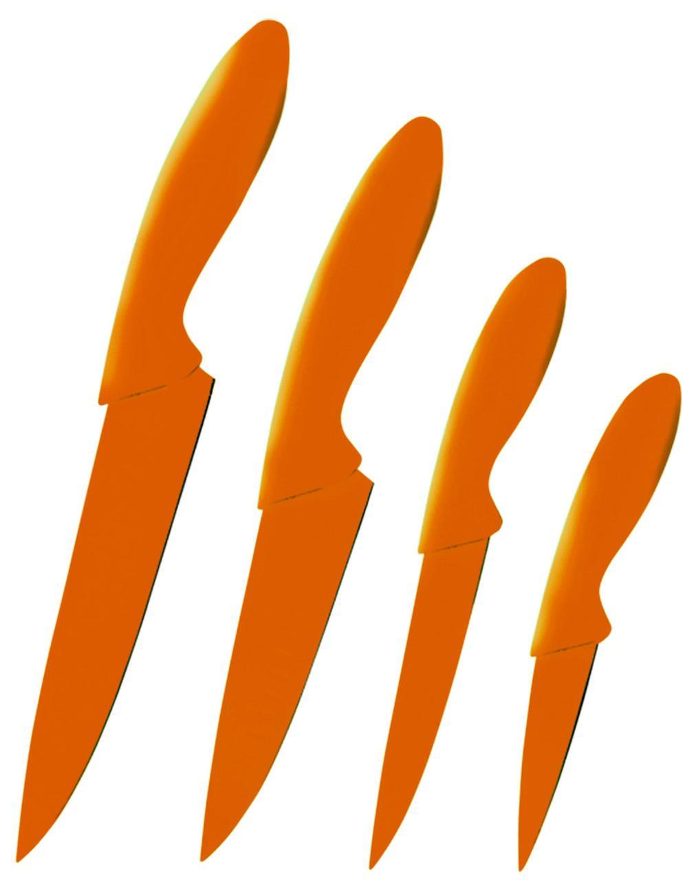 Набір кухонних ножів Calve CL-3104, 4 шт, нержавіюча сталь, гострі леза, помаранчеві