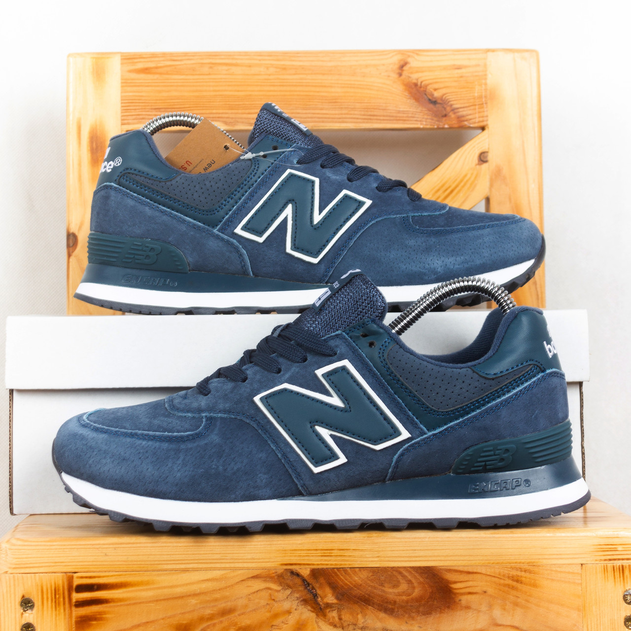 РОЗПРОДАЖ Чоловічі Кросівки New Balance 574 замшеві сині, фото 1
