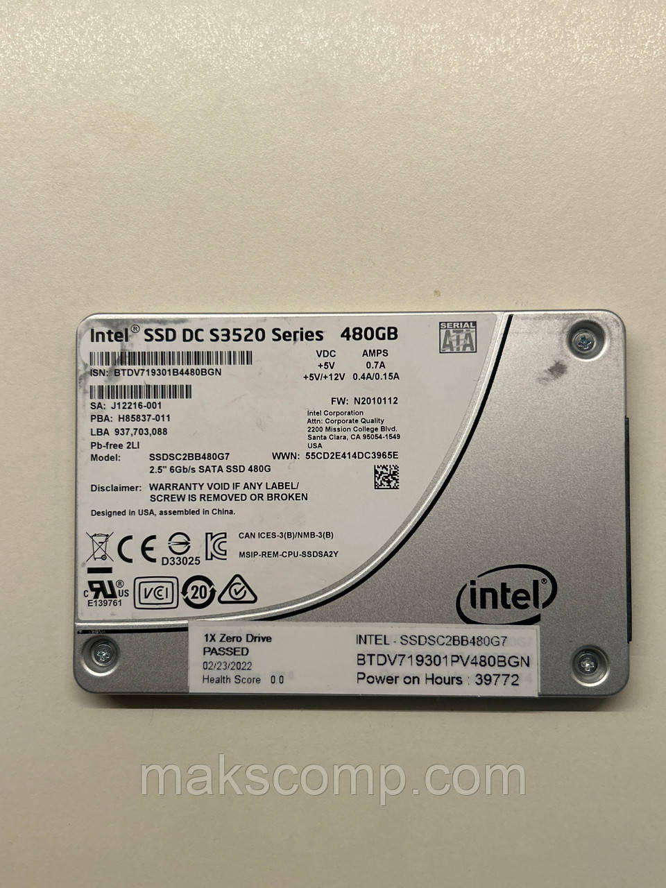 SSD Intel DC S3510 Series 480GB 2.5" SATAIII MLC SSDSC2BB480G6