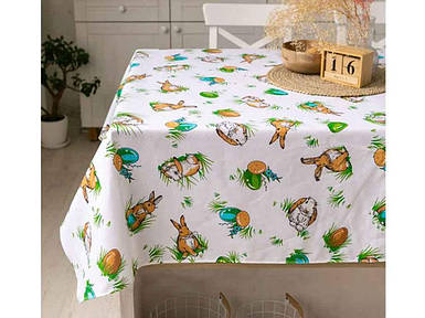 Скатертина для столу 1,5х1,5м лляна Зайченятко зчн15 ТМ ПЛАТКИ-ОПТ