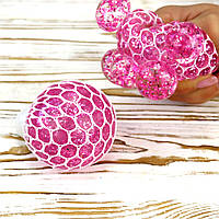 Іграшка антистрес Стресбол з блискітками 6х6 (малиновий)