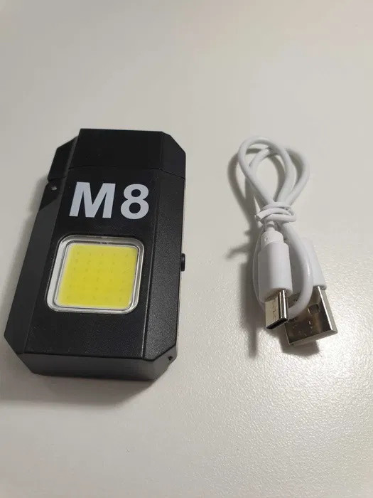 Електронна запальничка М8, електроімпульсна спіральна запальничка LV-6022 з індикатором і ліхтариком 9075