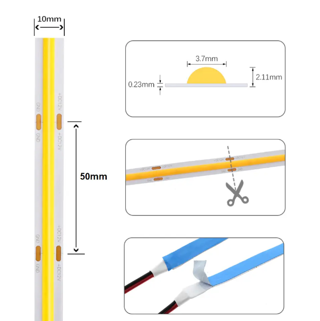 Светодиодная лента 12V COB/FCOB 5вт/м 6000К - фото 5 - id-p2101771817