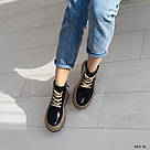 Жіночі демісезонні шкіряні черевики на шнурку та бежевій підошві 36-40, фото 4