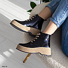 Жіночі демісезонні шкіряні черевики на шнурку та бежевій підошві 36-40, фото 2