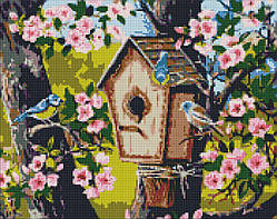 Алмазна мозаїка без підрамника "Новосілля для пташок" 40х50см, в термопакете,  ТМ Ідейка, Україна