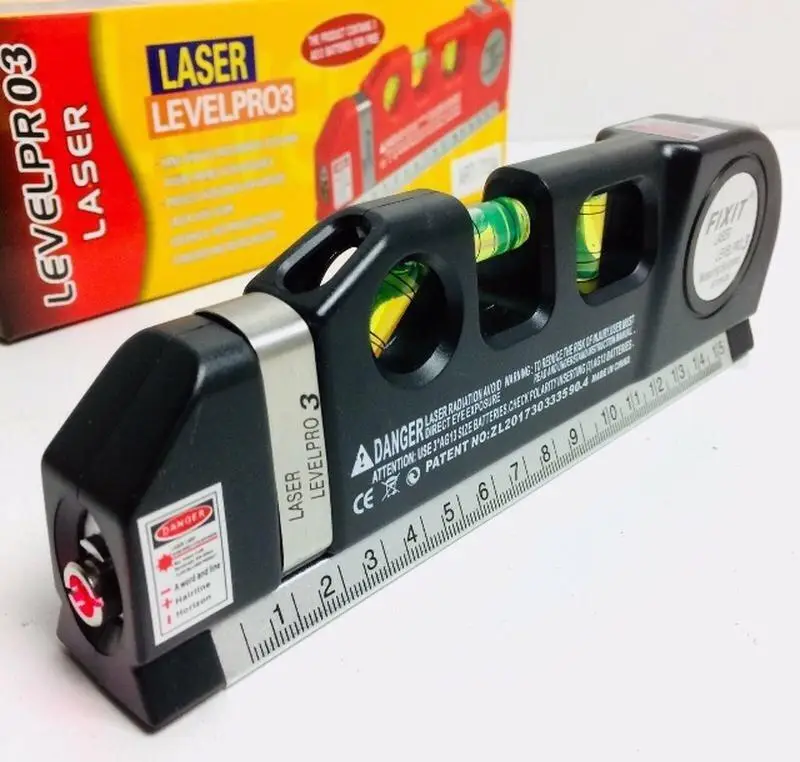 Лазерний рівень нівелір level meter з вбудованою рулеткою та рідинним рівнем urb + (подарок 3 батарейки)