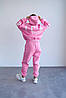 Рожевий жіночий крутий спортивний костюм-двійка з тринитки пеньє: Штани та Худі оверсайз з накатом Chicago, фото 8