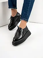 Черные кожаные туфли на высокой подошве, размер 40