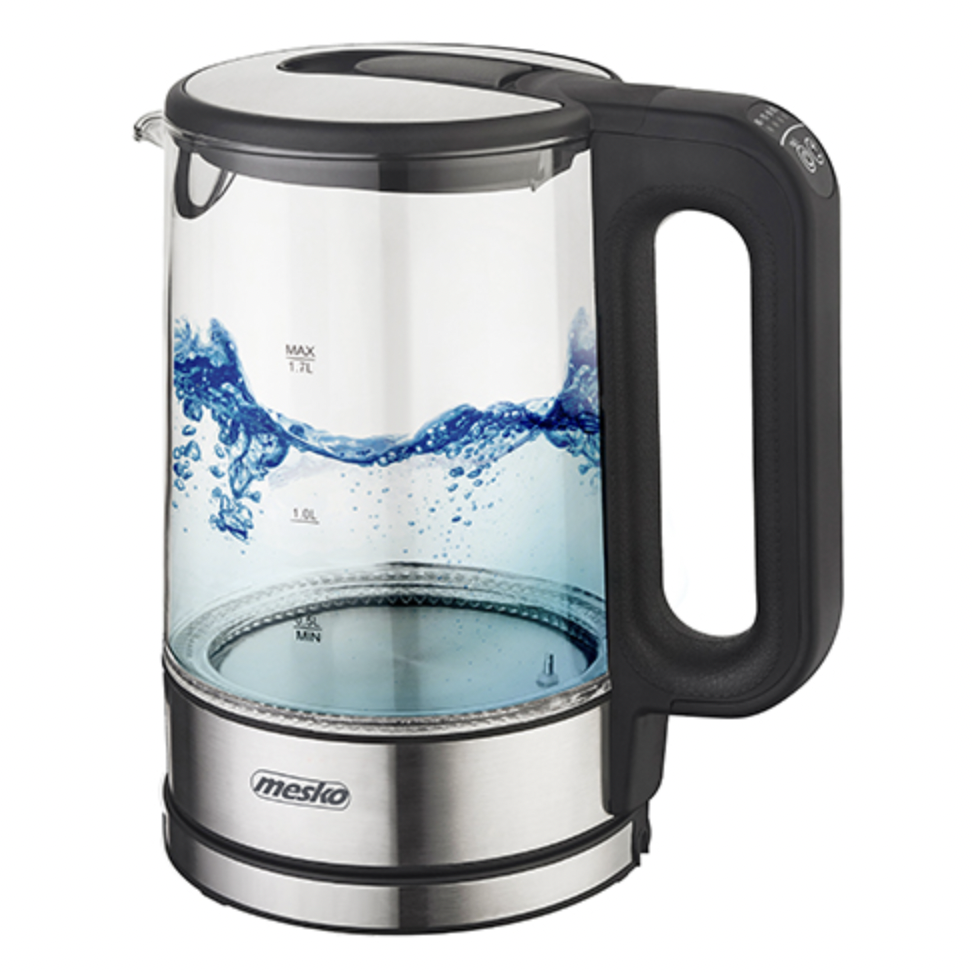 Скляний електрочайник 1.7 л Mesko MS 1301b з регулятором температури, фото 1