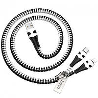 Кабель HOCO Combo 2 in 1 Lightning/Type-C Zipper charging cable U97 |0.96M, 2.4A| black-white
