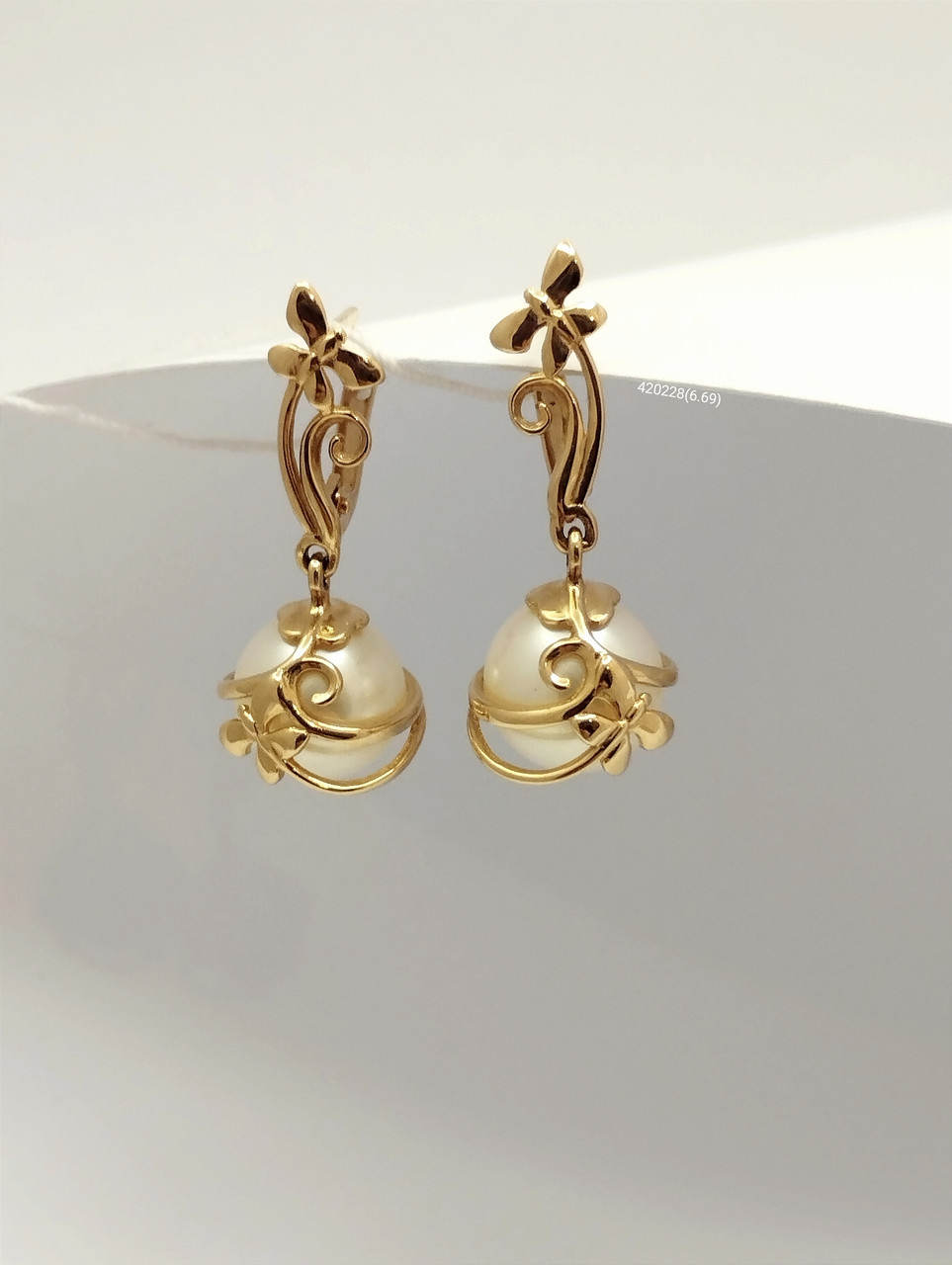 Золоті сережки з перлами Ukr-gold, фото 1