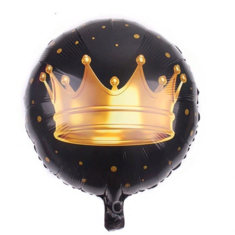 Фольгована кулька круг "Корона золота" чорна 18"(45см) 1шт.