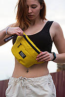 Женская удобная поясная сумка-бананка желтая из водоотталкивающей ткани Оксфорд