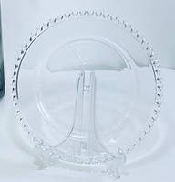 Тарелка стеклянная (оригинальная) «Прозрачное сердце» (десертная) Ø 200мм