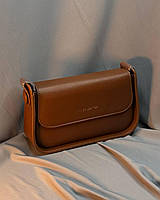 Женская сумочка кросс-боди через плечо, коричневый клатч на широком ремешке
