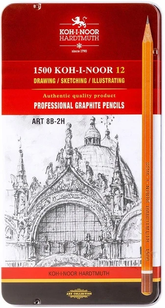 Набір олівців чорнографітних Koh-i-Noor Graphic 5В-5Н кедр 12 шт. (1502.III)