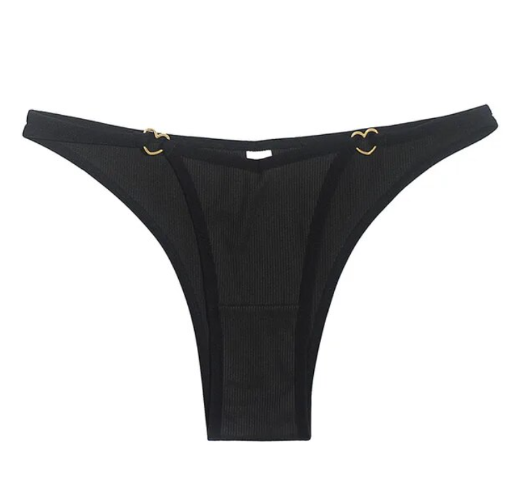 Бавовняні трусики з серцями XS, Чорний, фото 1