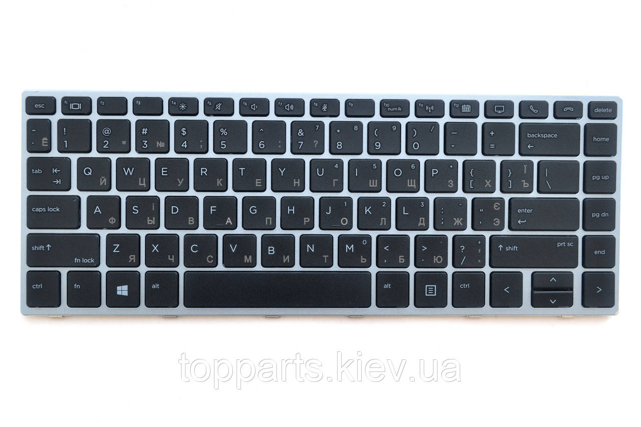 Клавіатура для ноутбуків HP EliteBook 840 G5 чорна зі сріблястою рамкою UA/RU/US