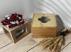 Бамбукова квадратна серветниця з кришкою Диспенсер (12,5*12,5*8см)