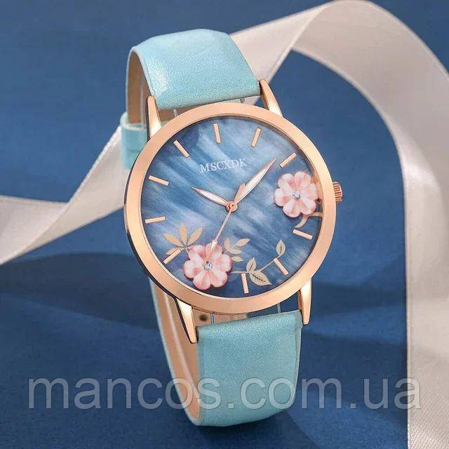 Женский модный комплект кварцевые наручные часы и очки цвет розовый и голубой - фото 5 - id-p2101838155