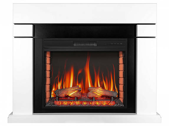 Декоративний електричний камін обігрівач, камінокомплект з порталом ArtiFlame Lindos AF28S білий, фото 1