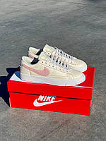 Женские бежевые кожаные кеды Nike Blazer Low 77. Кроссовки найк блейзер