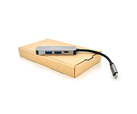 Хаб-конвертор VEGGIEG TC04 Type-C (тато) на Type-C (мама) + USB3.0 * 2 (мама) + HDMI (мама), 10 см, Silver, Box