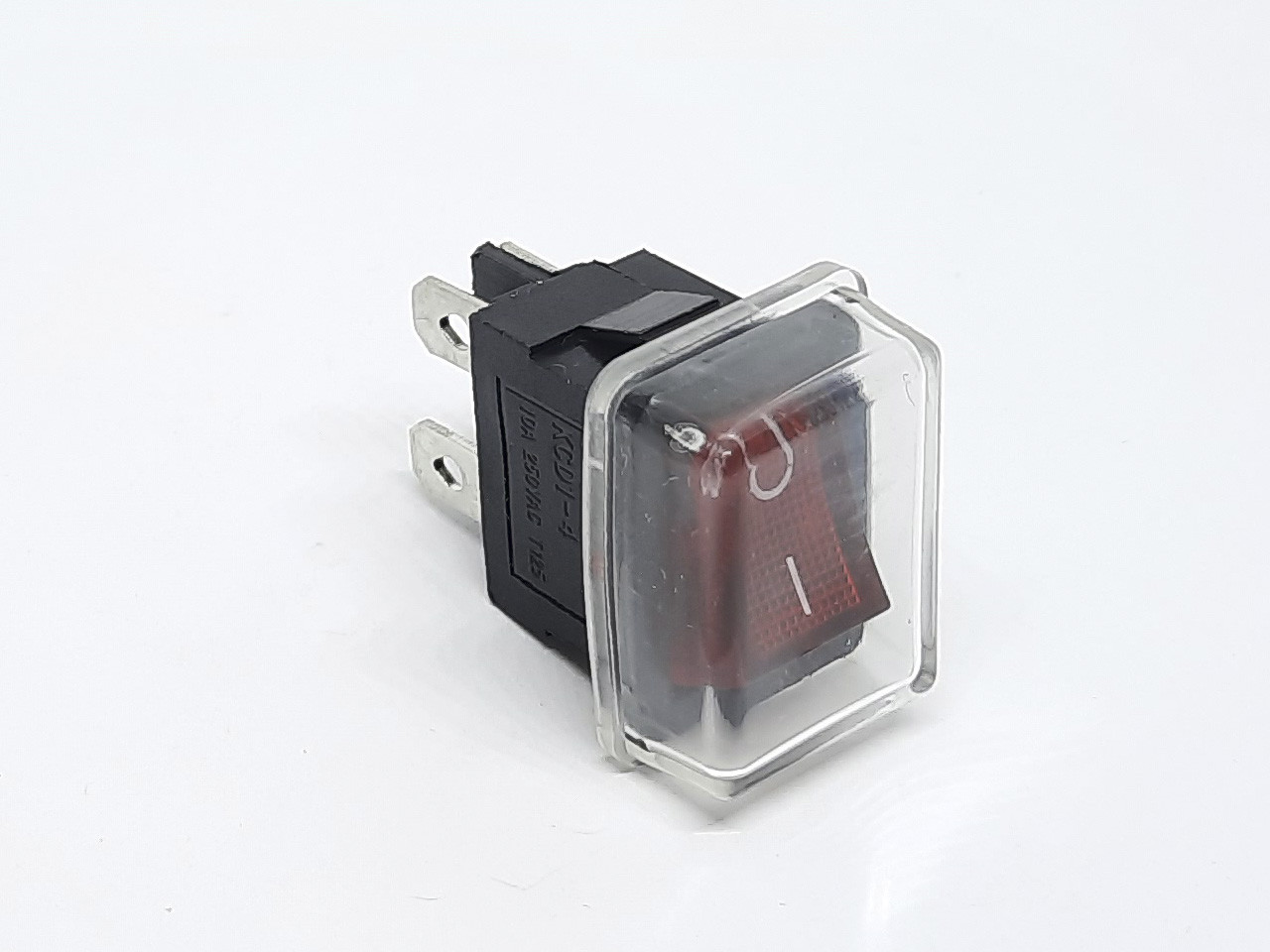 Клавішний перемикач KCD1-104W/4P ON-OFF з мідними контактами та ковпачком 4pin червоний