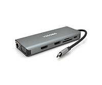 Хаб-конвертор VEGGIEG TC12 Type-C (тато) на Type-C (мама) + USB3.0*4(мама) + HDMI*2(мама) + VGA(мама) + SD/TF