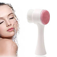 Щітка двостороння для вмивання та очищення обличчя Silicone Face Cleansing Brush Rose
