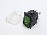 Клавішний перемикач KCD1-104W/4P ON-OFF з мідними контактами та ковпачком 4pin зелений, фото 8