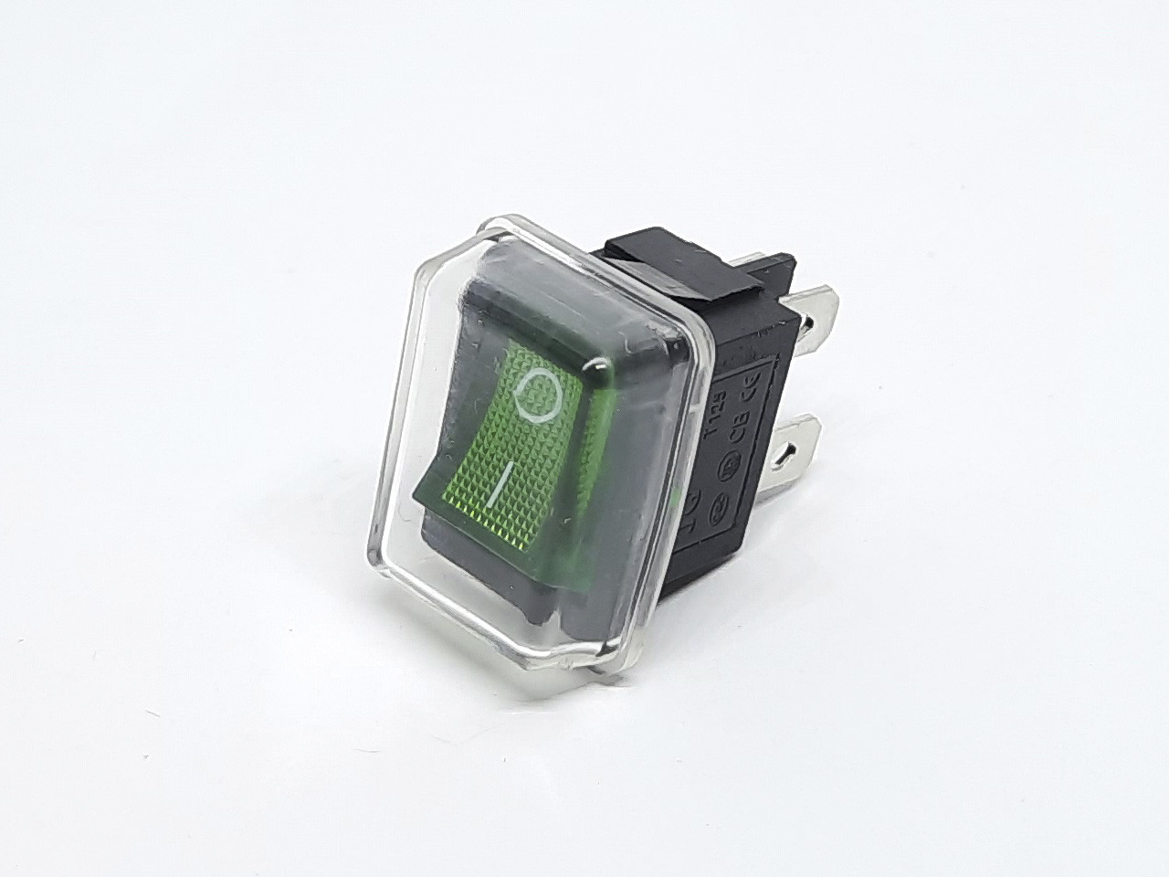 Клавішний перемикач KCD1-104W/4P ON-OFF з мідними контактами та ковпачком 4pin зелений, фото 1