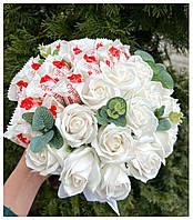 Букет белых роз из мыла. Подарок любимой жене на 8 марта. Букет для девушки на годовщину