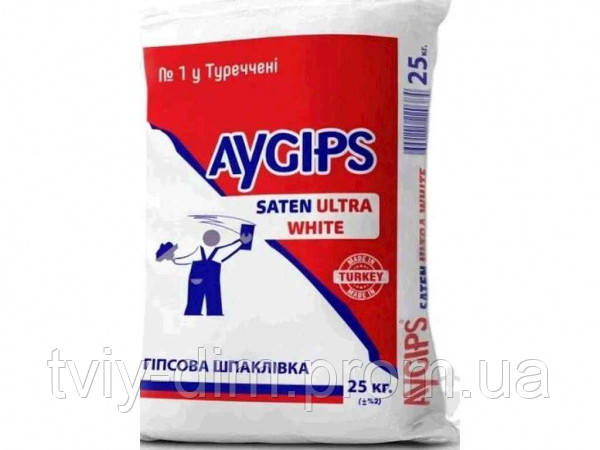 Штукатурка гіпсова фінішна Saten Ultra White 25кг для внутрішніх робіт ТМAygips (код 1526130)