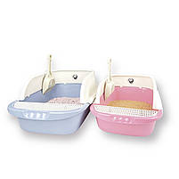 Лоток для котів CAT IN BOX з лопаткою відкритий високий 43х30,5х18 см блакитний / Туалет для кота, фото 4