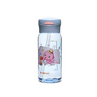 Бутылка для воды CASNO 400 мл Сиреневый (Дельфин) с соломинкой