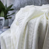 Плед вʼязаний Vividzone КЛАСИК 140*240 молочний, фото 2