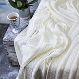 Плед вʼязаний Vividzone КЛАСИК 140*240 молочний, фото 3