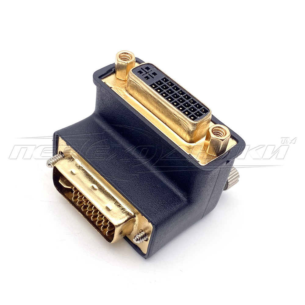 Перехідник DVI (M) — DVI (F), кутовий